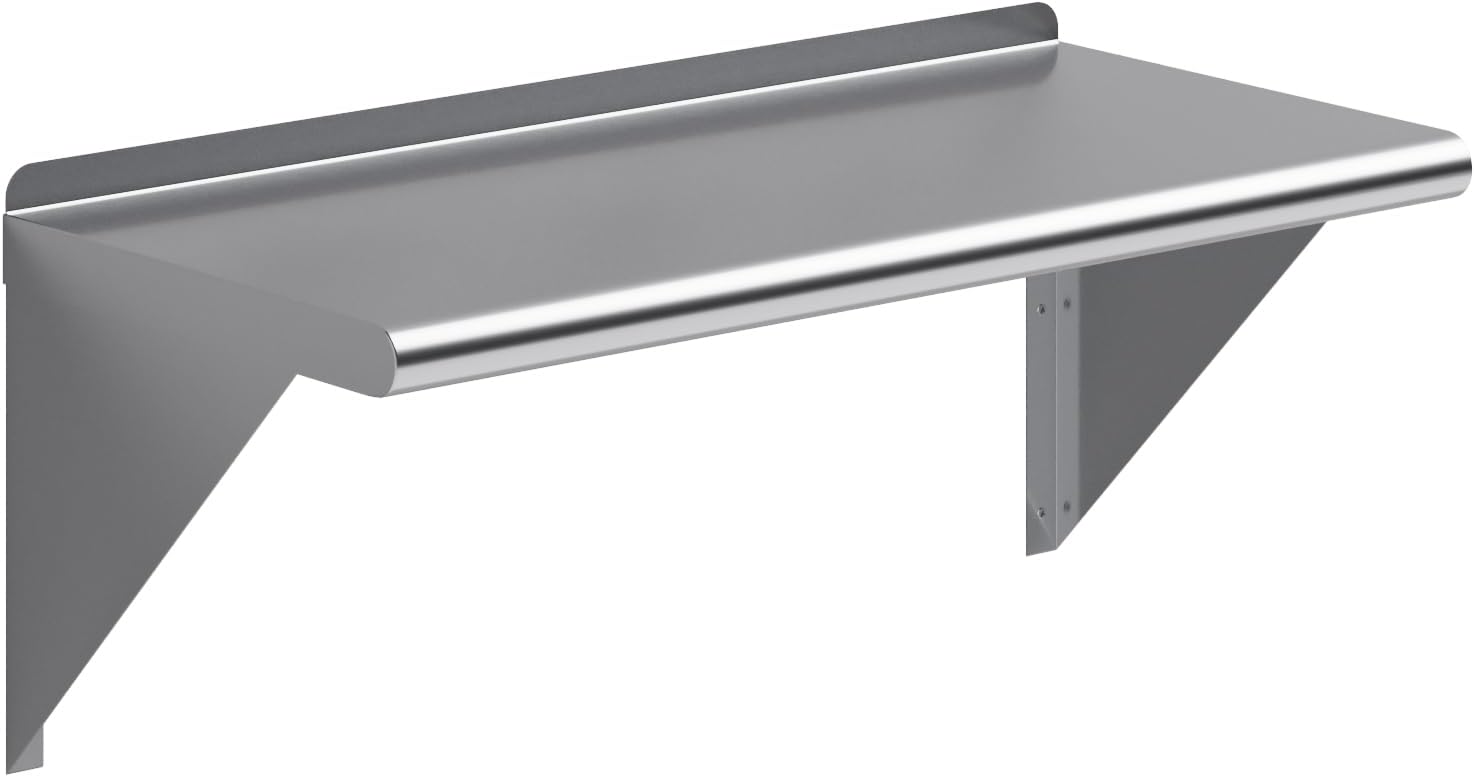 AmGood Estantería de pared de acero inoxidable  Certificado NSF  Estantería metálica para electrodomésticos y equipos  Cocina, Restaurante, Garaje,