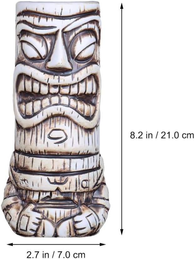 NUOBESTY Taza de café de cerámica Tiki de 17.9 fl oz, tazas de cóctel, tazas de cerámica hawaiana para fiesta, vasos tropicales para boda,