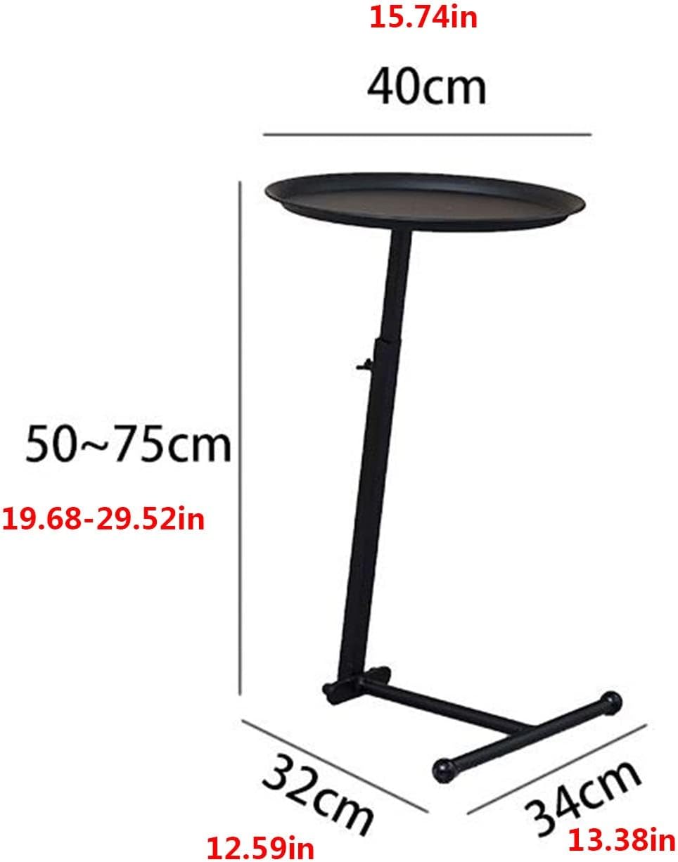 Mesa auxiliar con altura de elevación (19.7-29.5 in), mesa auxiliar pequeña con base en T de madera maciza, ensamblaje de elevación móvil, mesa