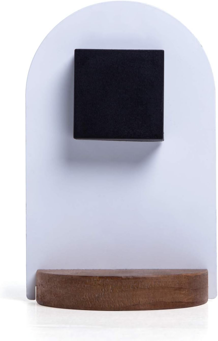 SOFFEE DESIGN Reloj de mesa de una pieza con hoja de hierro con base de madera, reloj de escritorio sin tictac funciona con pilas para sala de