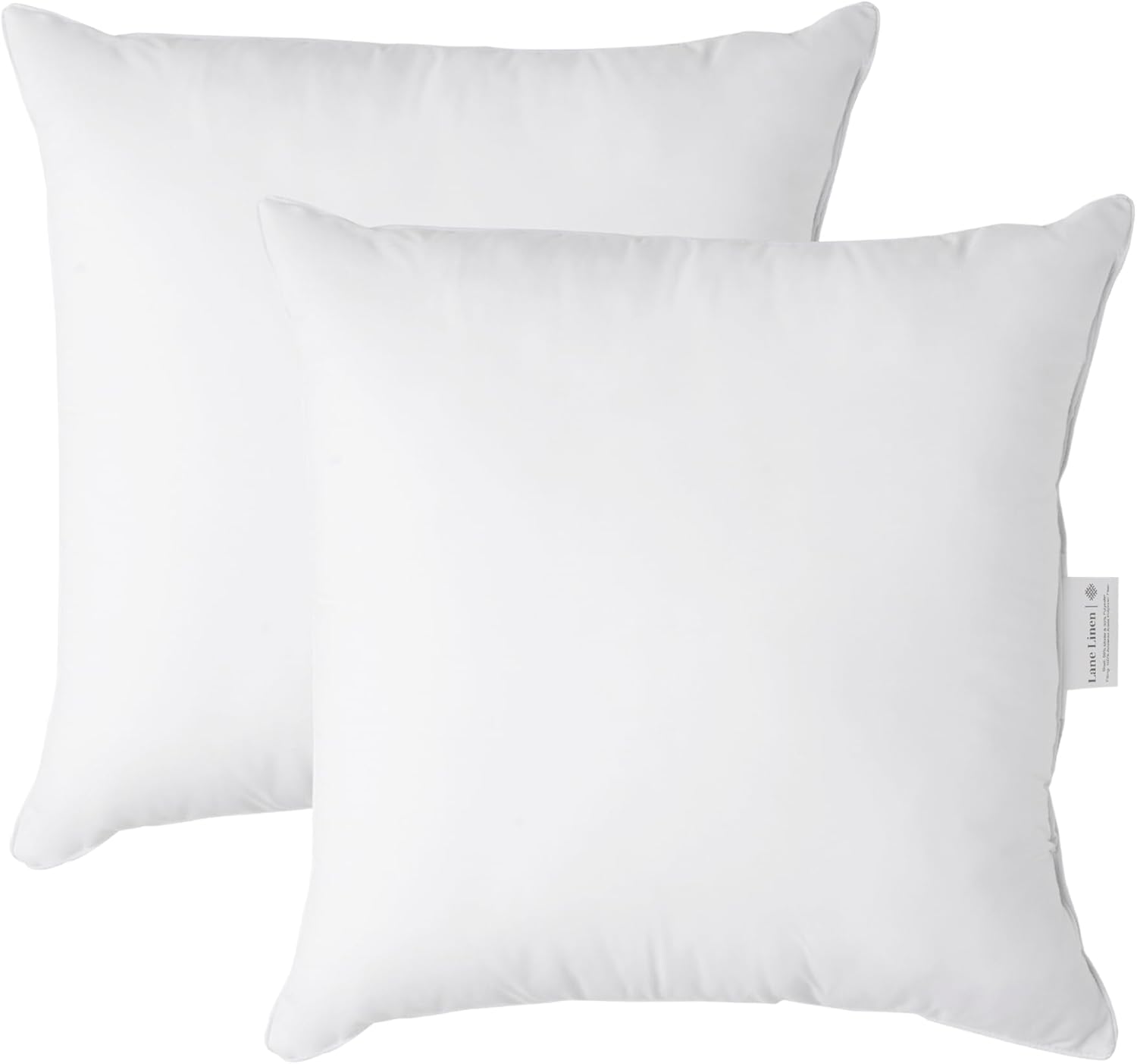 LANE LINEN Relleno de almohada  Paquete de 2 rellenos de almohada de 16 x 16 pulgadas para fundas de almohada decorativas, relleno de almohadas para