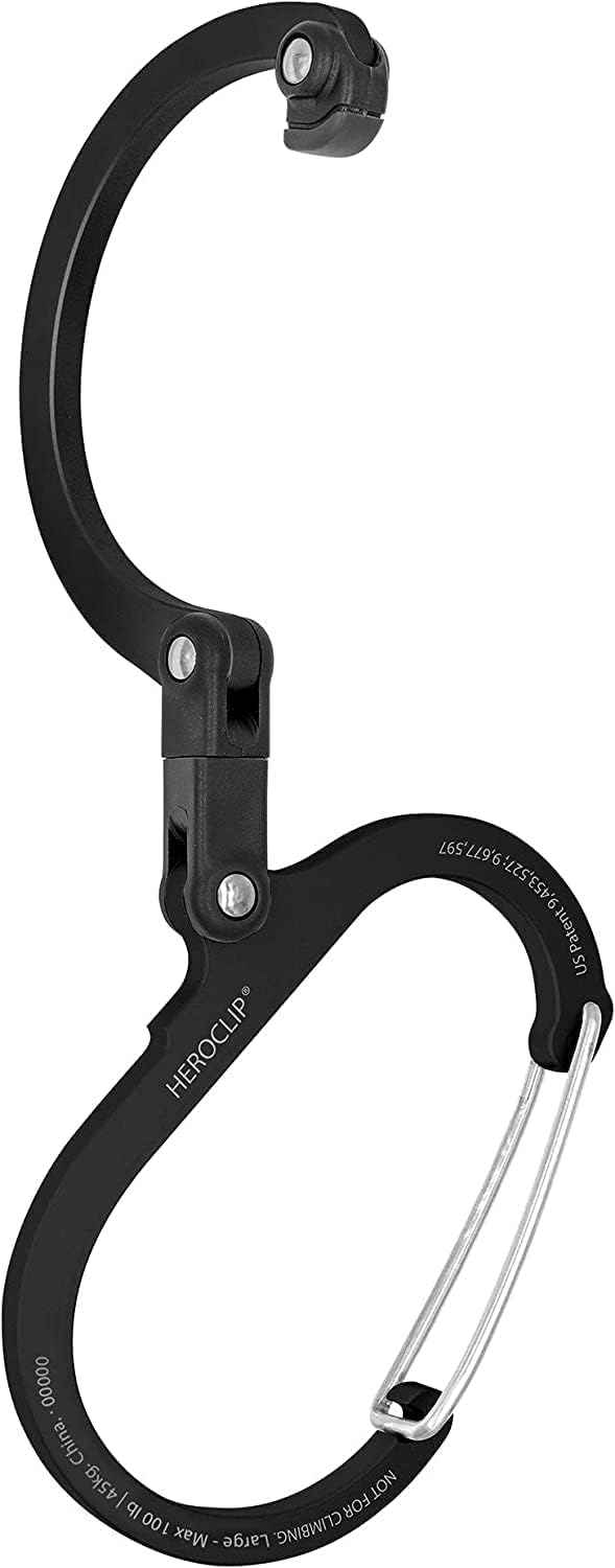 GEAR AID HEROCLIP – Mosquetón grande y gancho para colgar artículos resistentes, mochilas de campamento, maletas, kayaks, bicicletas, organización
