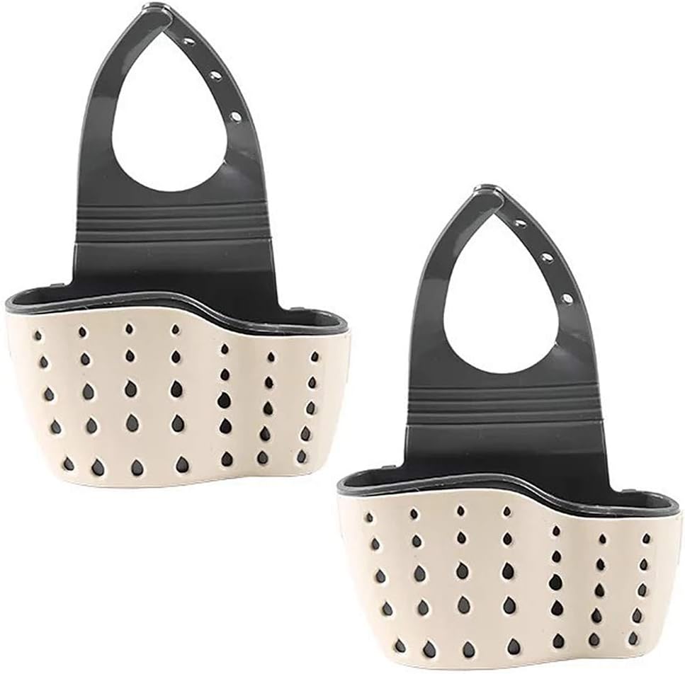 Magik Paquete de 2 organizadores de cocina para fregadero, cesta de limpieza, esponja de limpieza, soporte para jabón (beige, 2)