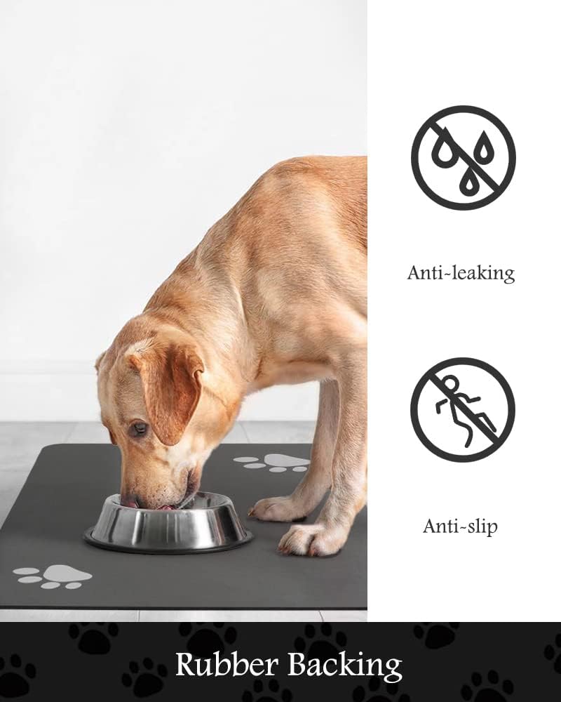 Tapete de alimentación para mascotas, tapete absorbente para alimentos y agua, sin manchas, de secado rápido, dispensador de agua para perros,