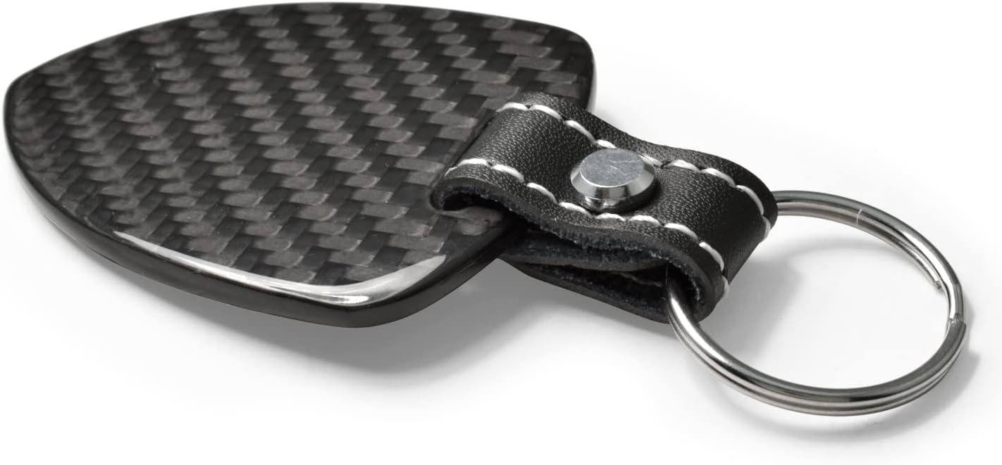 Llavero grande de fibra de carbono negro real estilo escudo oficial con licencia para Chevrolet Corvette C8 Stingray, Negro –