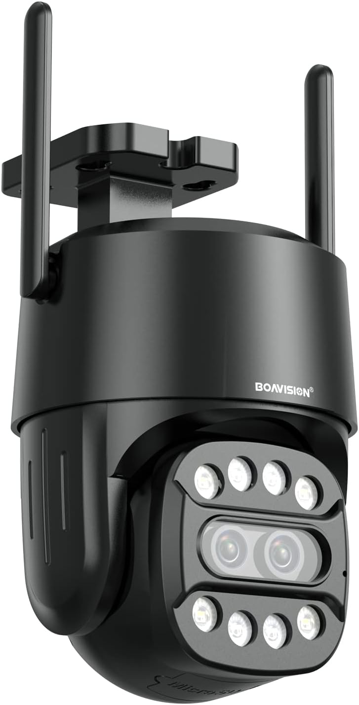 BOAVISION Cámara de seguridad 4G para exteriores, cámara de exterior Wi-Fi de doble lente 2K, cámaras PTZ de 360 para seguridad del hogar con