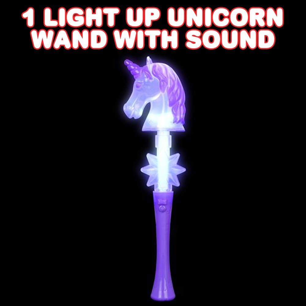 ArtCreativity Varita de unicornio iluminada, varita de princesa de 14.5 pulgadas con efecto LED intermitente y sonidos mágicos, baterías incluidas,