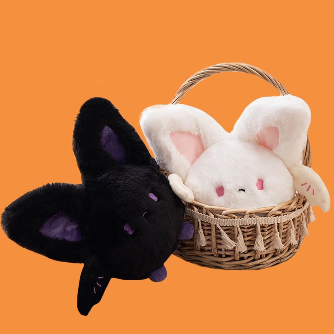 ELAINREN Peluche de murciélago loco para Halloween, diseño de murciélago negro, suave, para abrazar, decoración de muñecas de murciélago peludo,