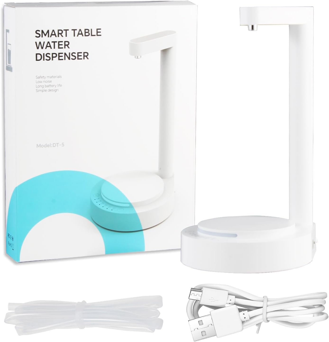 Dispensador de agua LED para mesita de noche, dispensador de botellas de agua de escritorio, luz LED y botones táctiles, dispensador de agua