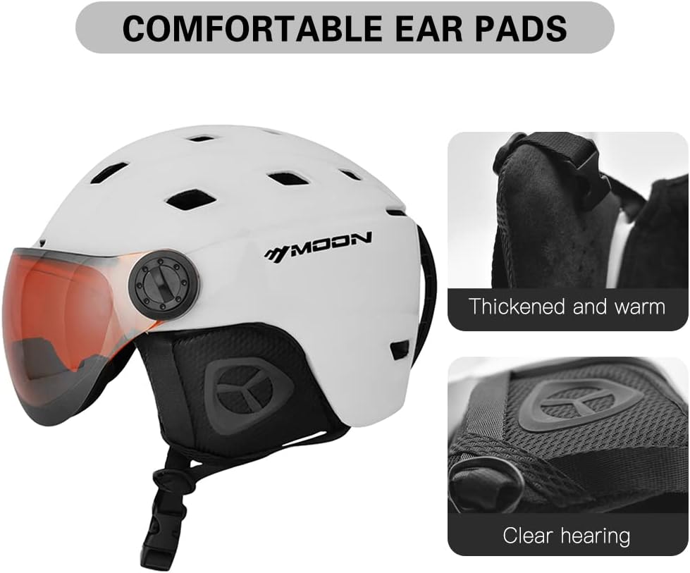 Lixada Casco de nieve, casco de esquí con gafas de esquí para deportes de nieve, casco de esquí de nieve y gafas antivaho y antirreflejos,