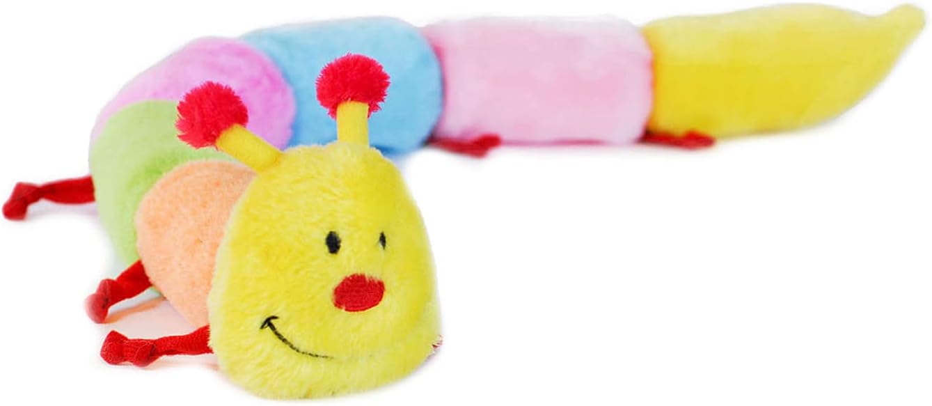 ZippyPaws – Colorido juguete de peluche chirriante de oruga para perros – Chirriadores de lujo