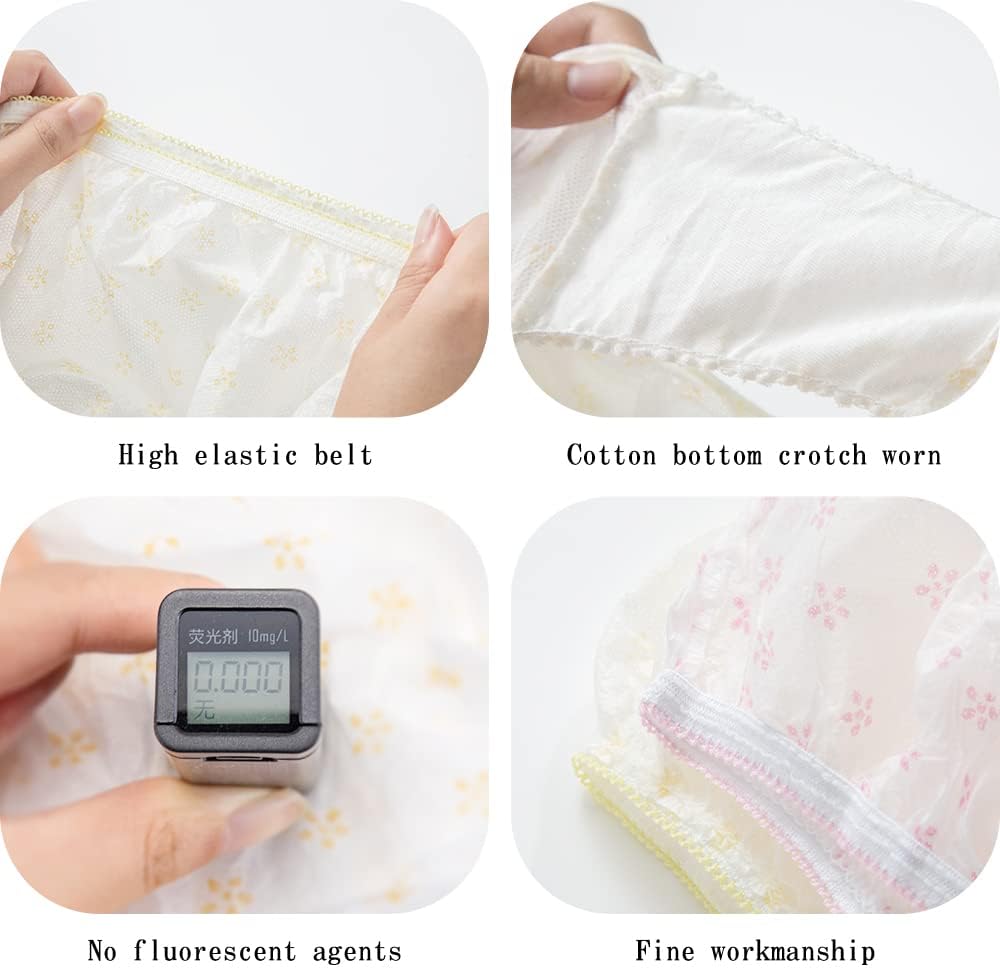Women’s Disposable Nonwoven Underwear Ladies Briefs Paper Printing Panties for Travel Hotel Spa Hospital Stays Emergencies