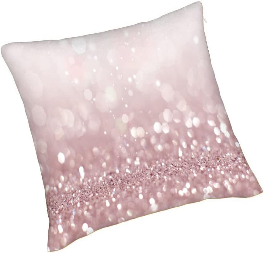 WONDERTIFY Bokeh – Juego de 2 fundas de almohada con purpurina brillante efecto difuminado color oro rosa para cojín decorativo, cama, sofá, 20 x 20