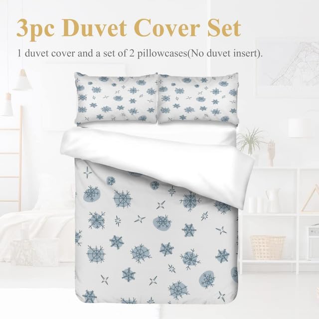 Duvet Cover Set Full Size Christmas Theme Merry ChristmasChristmas TreeBells Pattern Holiday Season Luxury Reversible Bedding Set Comforter Cover(1
