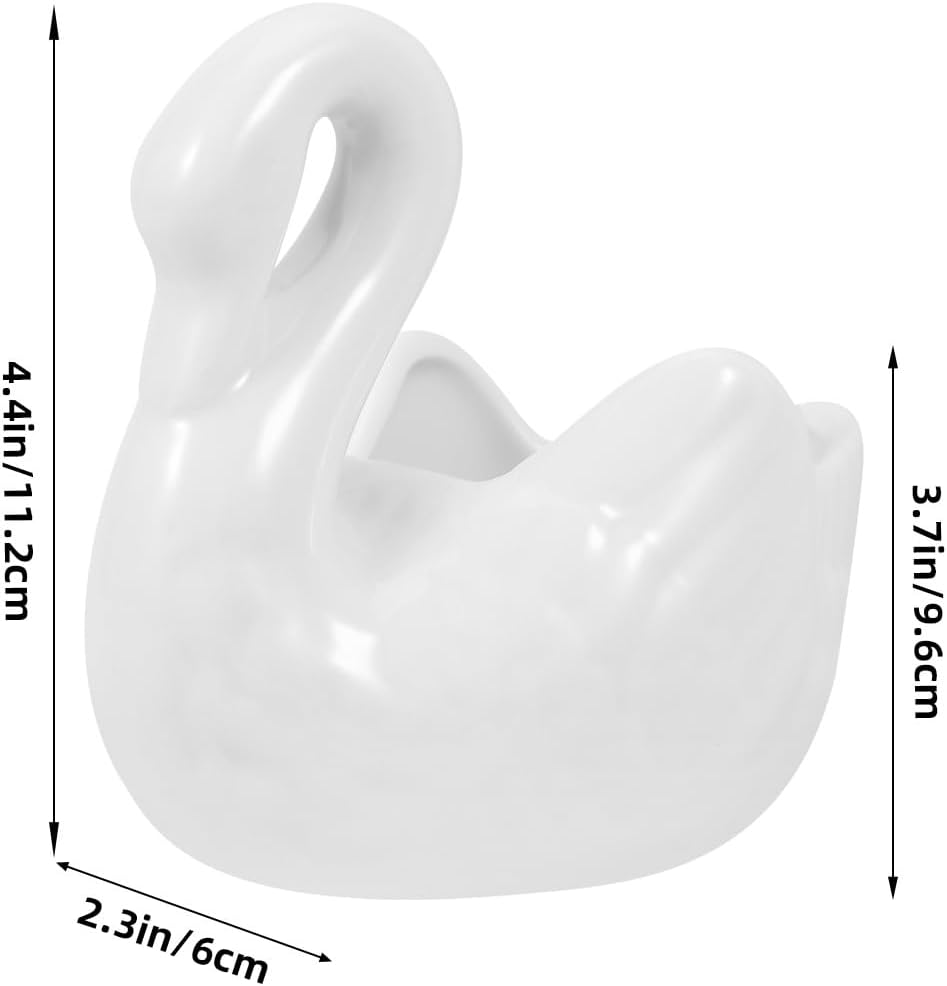 Yardwe Maceta de cisne blanco de cerámica, maceta con forma de cisne para suculentas, decoración del hogar, decoración del jardín (sin agujeros de