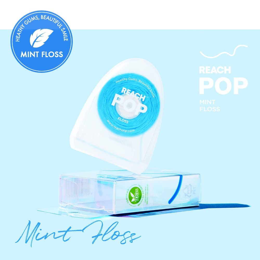 REACH Hilo dental POP  Cera vegana y sin PFAS, duradero y resistente a las trituraciones, se desliza suavemente y fácilmente  Eliminación efectiva