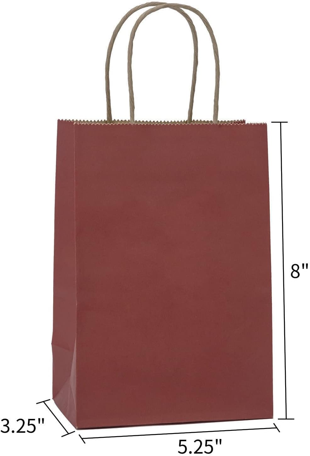 Ronvir 100 bolsas de regalo pequeñas de 5.25 x 3.75 x 8 pulgadas, bolsas de papel rojas con asas, bolsas de regalo a granel para recuerdos de