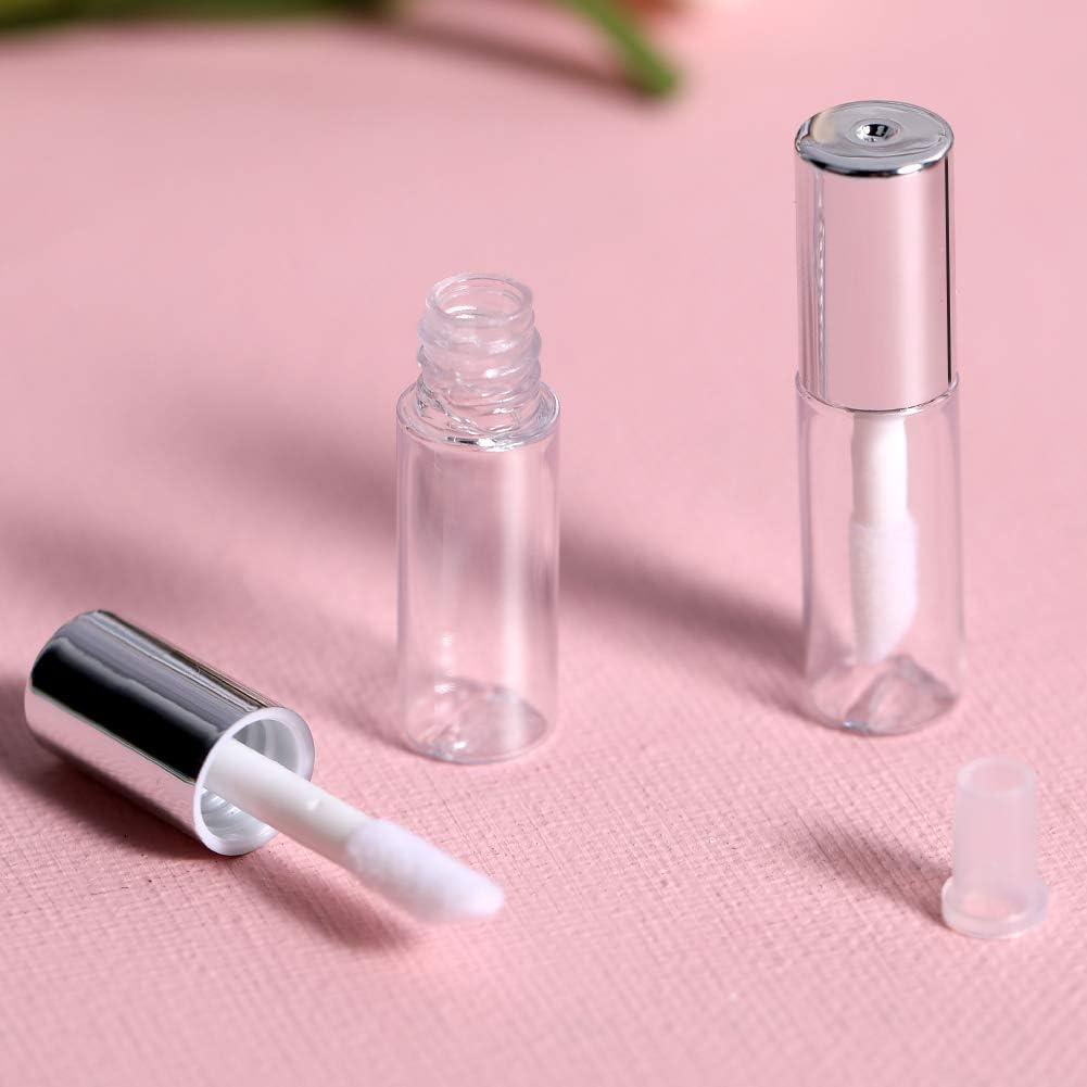 Kit de tubos de brillo de labios, paquete de 45 tubos de brillo de labios vacíos de 0.04 onzas líquidas, contenedores de mini bálsamo reutilizables