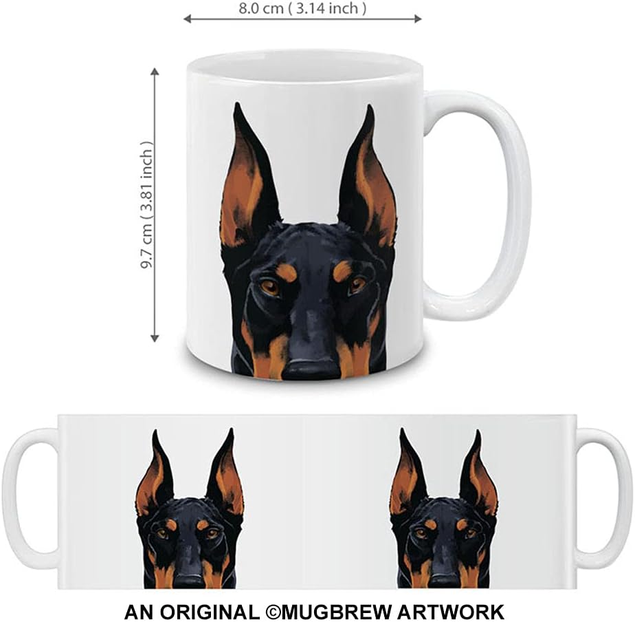 MUGBREW Black Rust Doberman Pinscher – Taza de café de cerámica para perro, 11 onzas