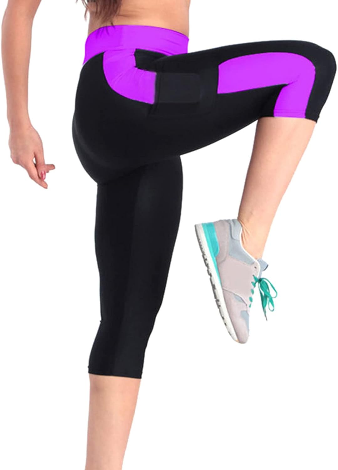LEHOZIHEQ Leggings para mujer, longitud capri, senderismo, correr, cintura alta, leggings casuales para ciclismo, entrenamiento, yoga con bolsillos