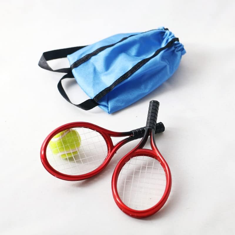 Accesorios de decoración de casa de muñecas, simulación de casa de muñecas 112, juego de 4 piezas de mini tenis con bolsa