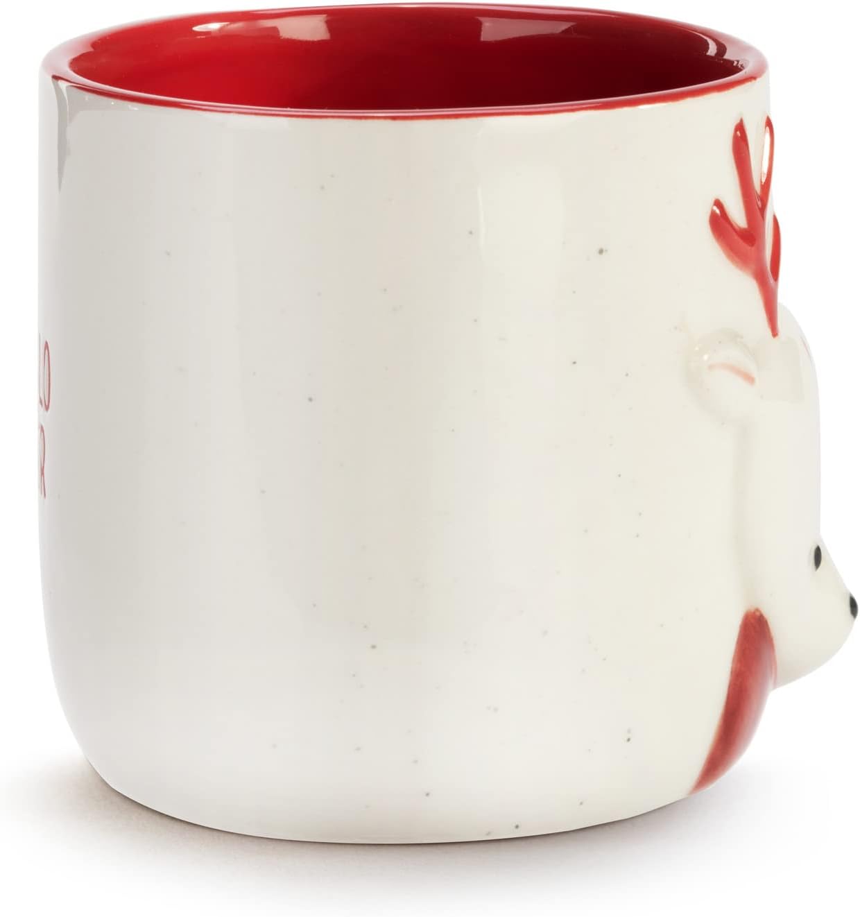 DEMDACO Hello Deer – Taza de Navidad de cerámica roja y blanca de 16 onzas