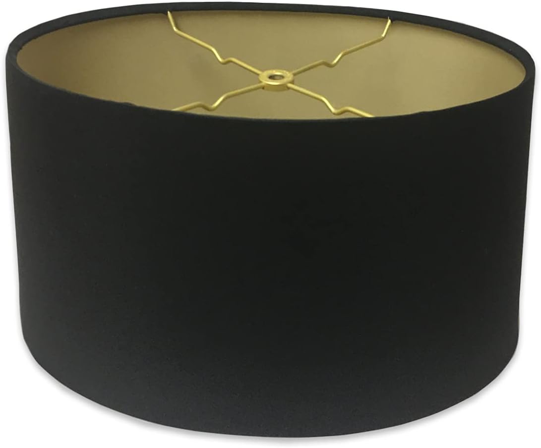 Royal Designs, Inc. Pantalla de lámpara ovalada poco profunda, HB-611-16BLKGL, negrodorado, (14 x 8.5) x (16 x 10.5) x 9