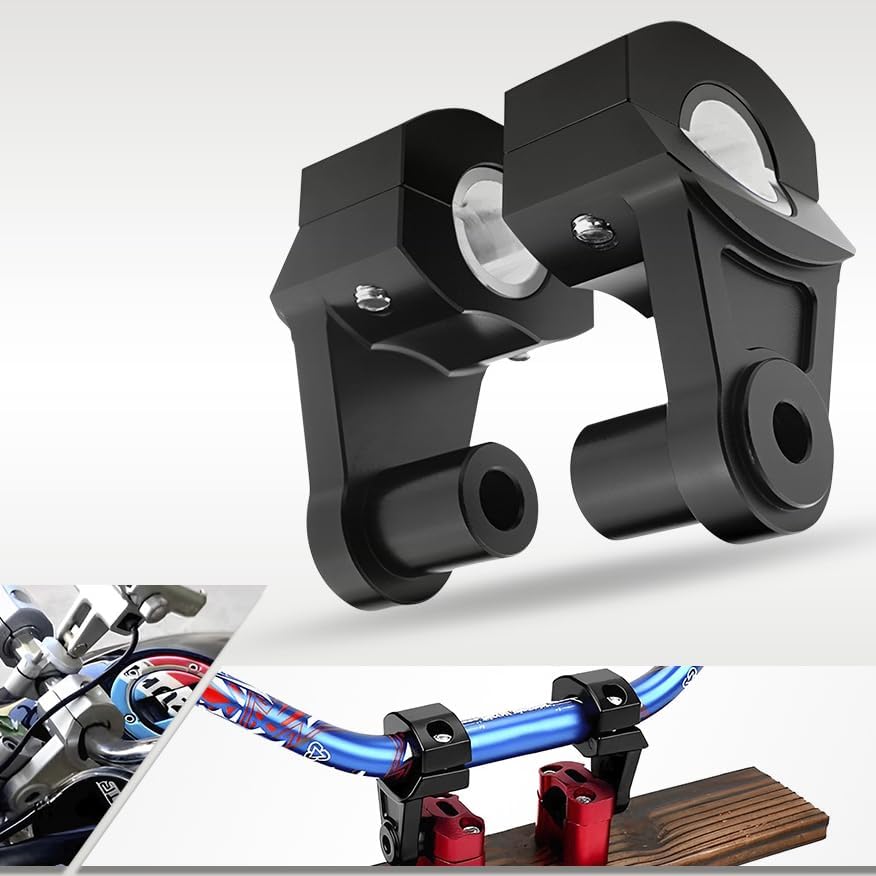 Elevadores de manillar pivotante – 2 pulgadas universal motocicleta para 78″ o 1-18 pulgadas. Manillar negro 2 piezas (negro)