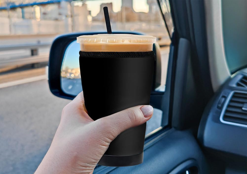 Mugzie Funda aislante de café helado de lujo, neopreno reutilizable y acogedora para bebidas frías, evita la condensación y las vuelcas, fabricada