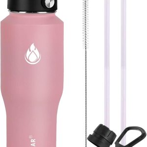 SENDESTAR – Botella de agua de 0,9 L, 2 tapas (tapa con pajita), boca ancha de acero inoxidable aislada al vacío, doble pared, mantiene los líquidos SENDESTAR – Botella de agua de 0,9 L, 2 tapas (tapa con pajita), boca ancha de acero inoxidable aislada al vacío, doble pared, mantiene los líquidos