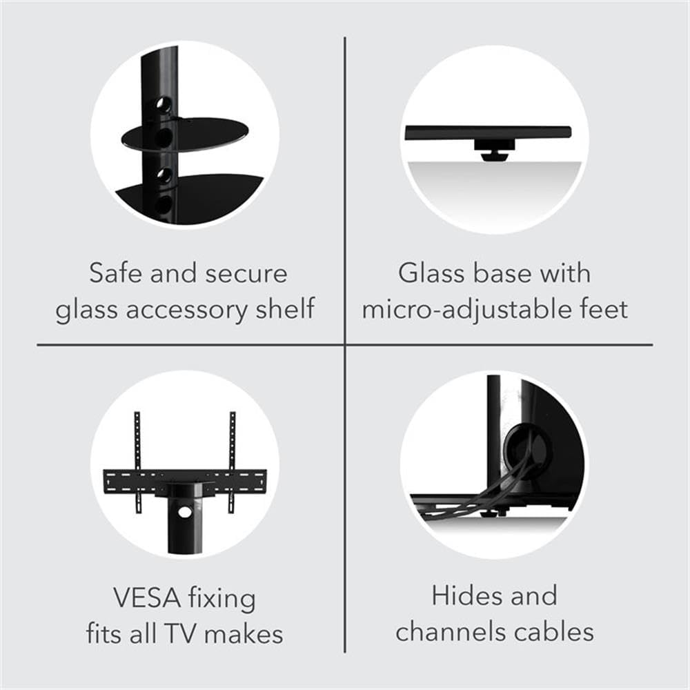 AVF Soporte de suelo de acero para TV con columna de montaje para TV de 32″ a 65″ en negro