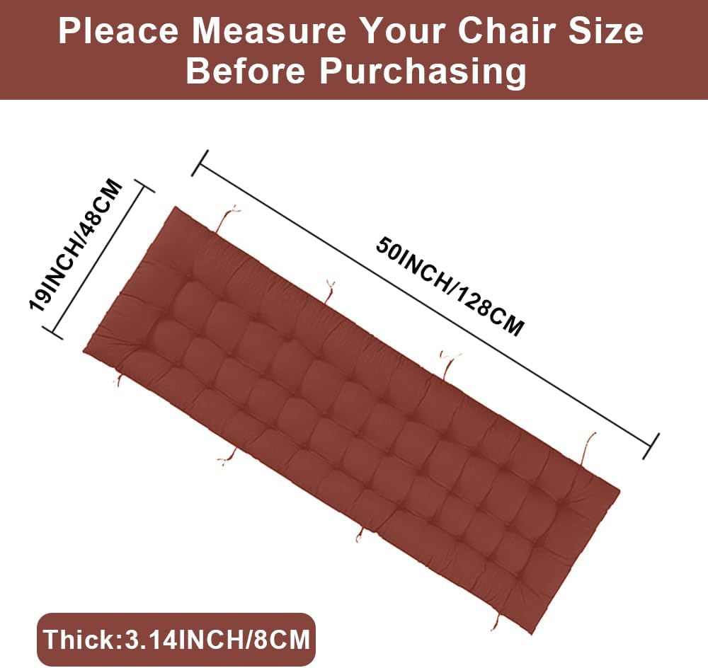 Cojín para silla de patio de 50 pulgadas, cojín acolchado más grueso para tumbona, columpio para silla de gravedad cero para exterior, interior,