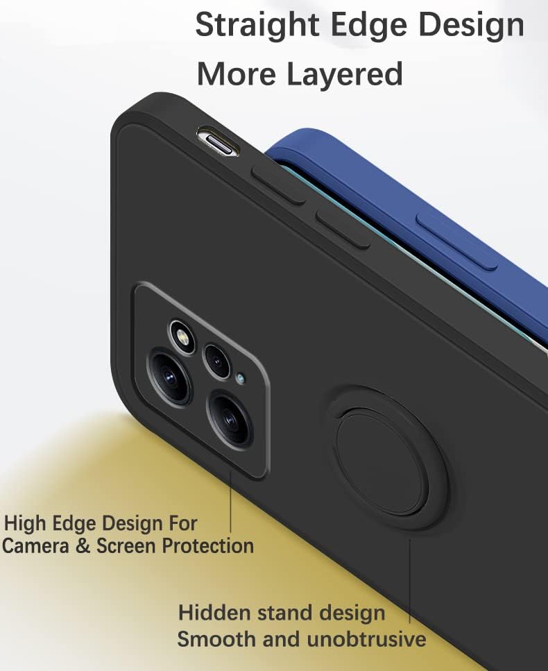 Compatible con Redmi Note 12 4G Funda con anillo Kickstand verde, Xiaomi Redmi Note 12 4G Funda de teléfono de silicona líquida con forro de