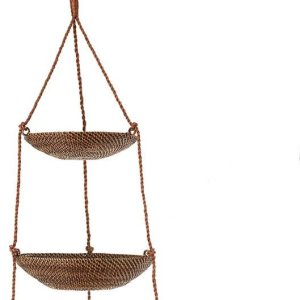 KOUBOO Cesta colgante de 3 niveles en Rattan-Nito, marrón KOUBOO Cesta colgante de 3 niveles en Rattan-Nito, marrón