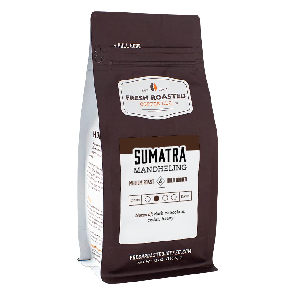 Fresh Roasted Coffee, Sumatra Mandheling, 12 onzas, tostado medio, Kosher, grano entero
