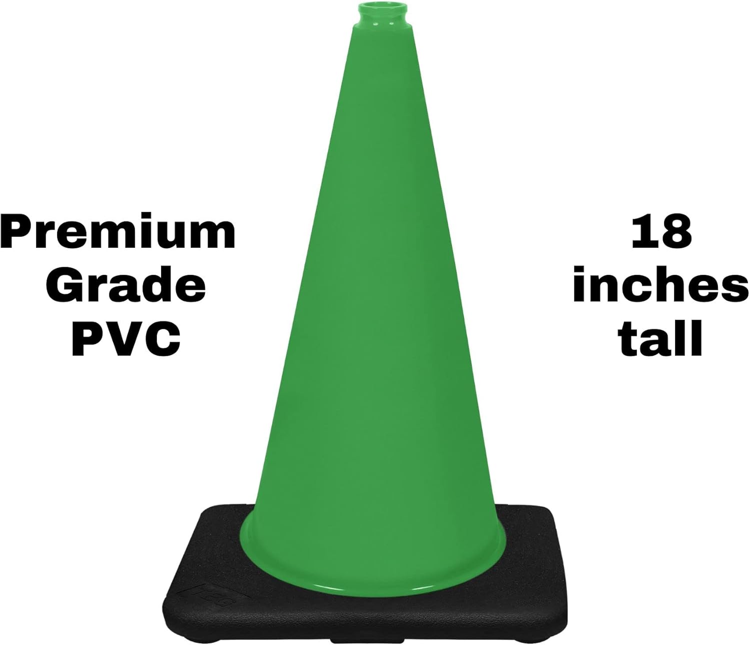 Conos de seguridad para tráfico, PVC, color verde lima, 18.0in, color negro