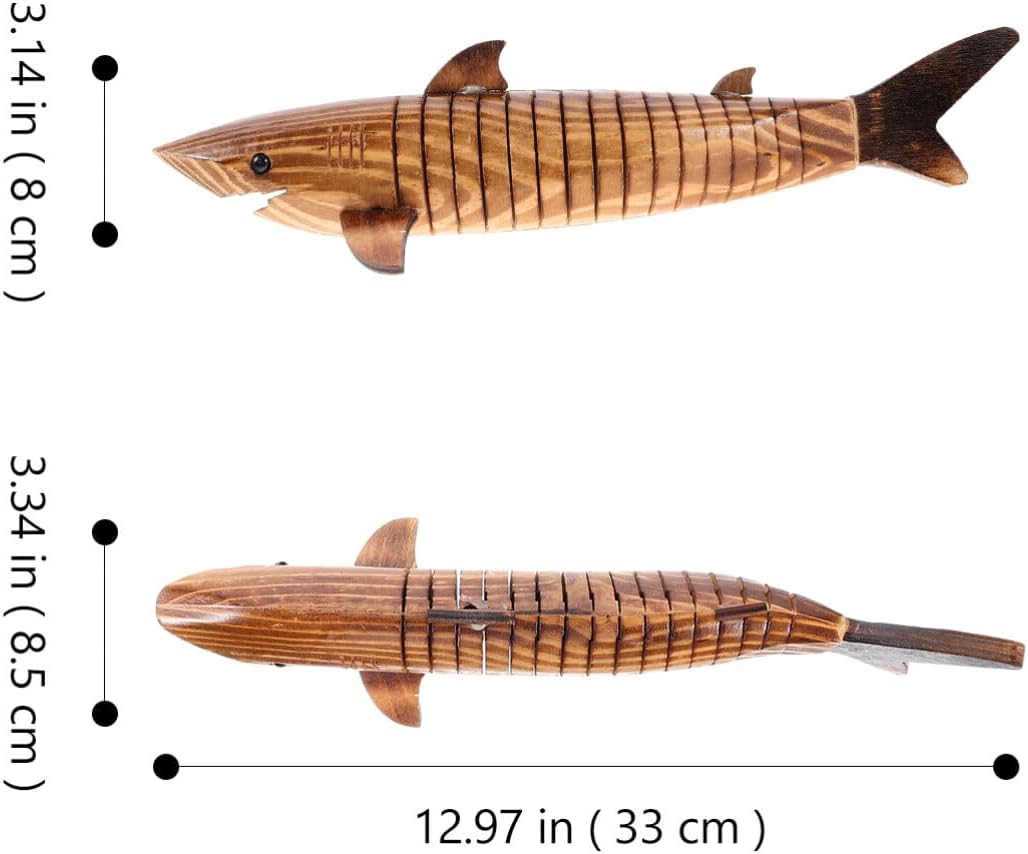 Garneck Juguete de tiburón de madera, 10 piezas, sin terminar, articulación de animales, flexible, modelo de tiburón de pez para niñas y niños