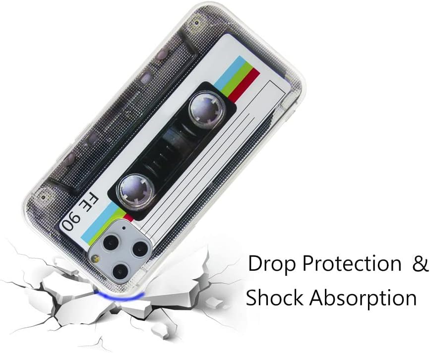 fateam Funda para iPhone 11 Pro, acabado mate, carcasa trasera suave resistente con TPU suave parachoques retro cassette funda compatible con iPhone