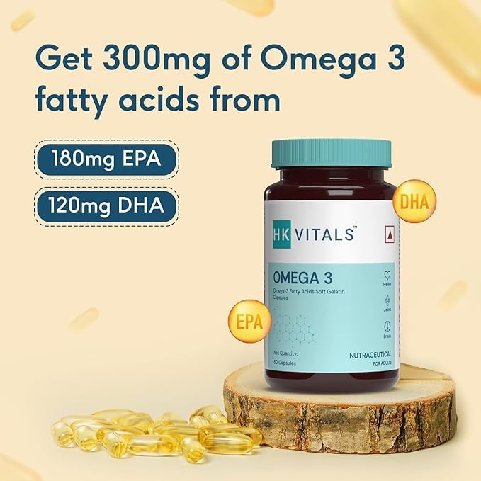 HK Vitals Omega 3 Suplemento y Multivitamínico Combo, Paquete de 60 Omega 3 Cápsulas + 60 Tabletas Multivitamínicas