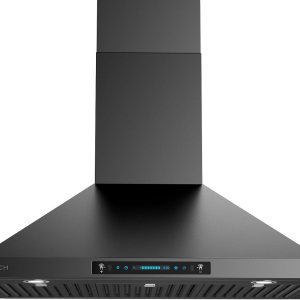 IKTCH Campana extractora negra de 30 pulgadas para montaje en pared, 900 CFM con canalizadosin conductos, campana de ventilación de acero inoxidable IKTCH Campana extractora negra de 30 pulgadas para montaje en pared, 900 CFM con canalizadosin conductos, campana de ventilación de acero inoxidable