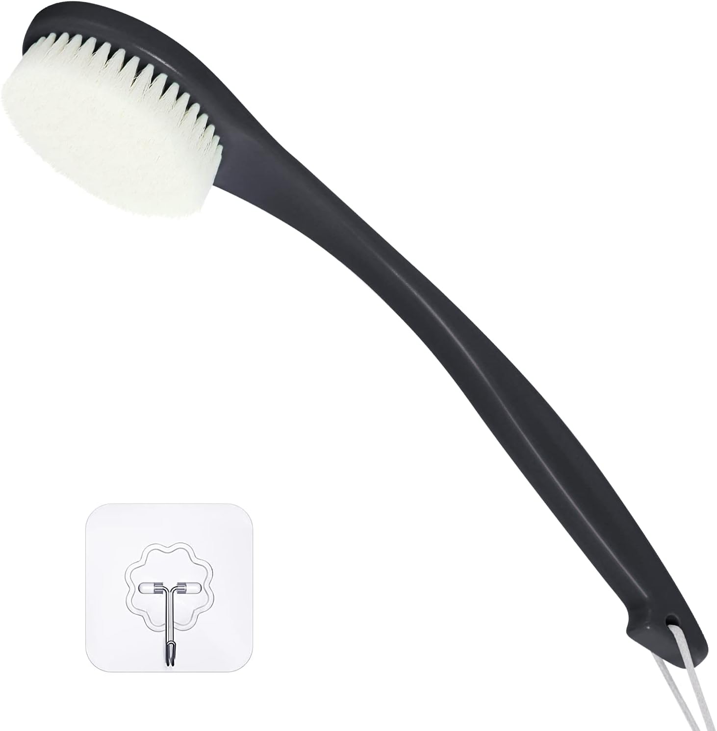 Cepillo de espalda de mango largo para ducha, depurador de cerdas suaves para la ducha, ergonómico curvado de mango largo, cepillo de baño