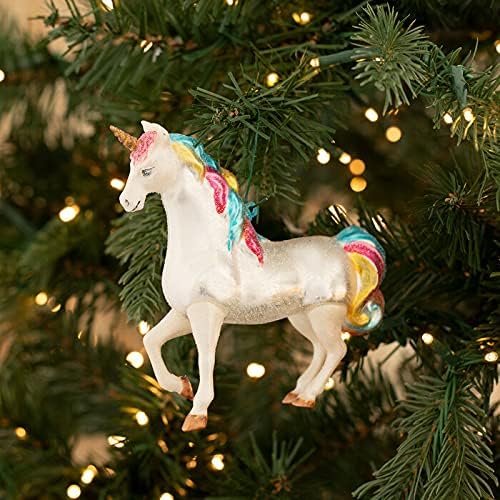 Adorno de unicornio navideño de cristal