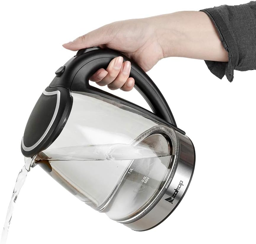 Hervidor eléctrico y caldera de agua, 1.8 L LED que cambia de color, tetera portátil con apagado automático y protección contra hervir en seco
