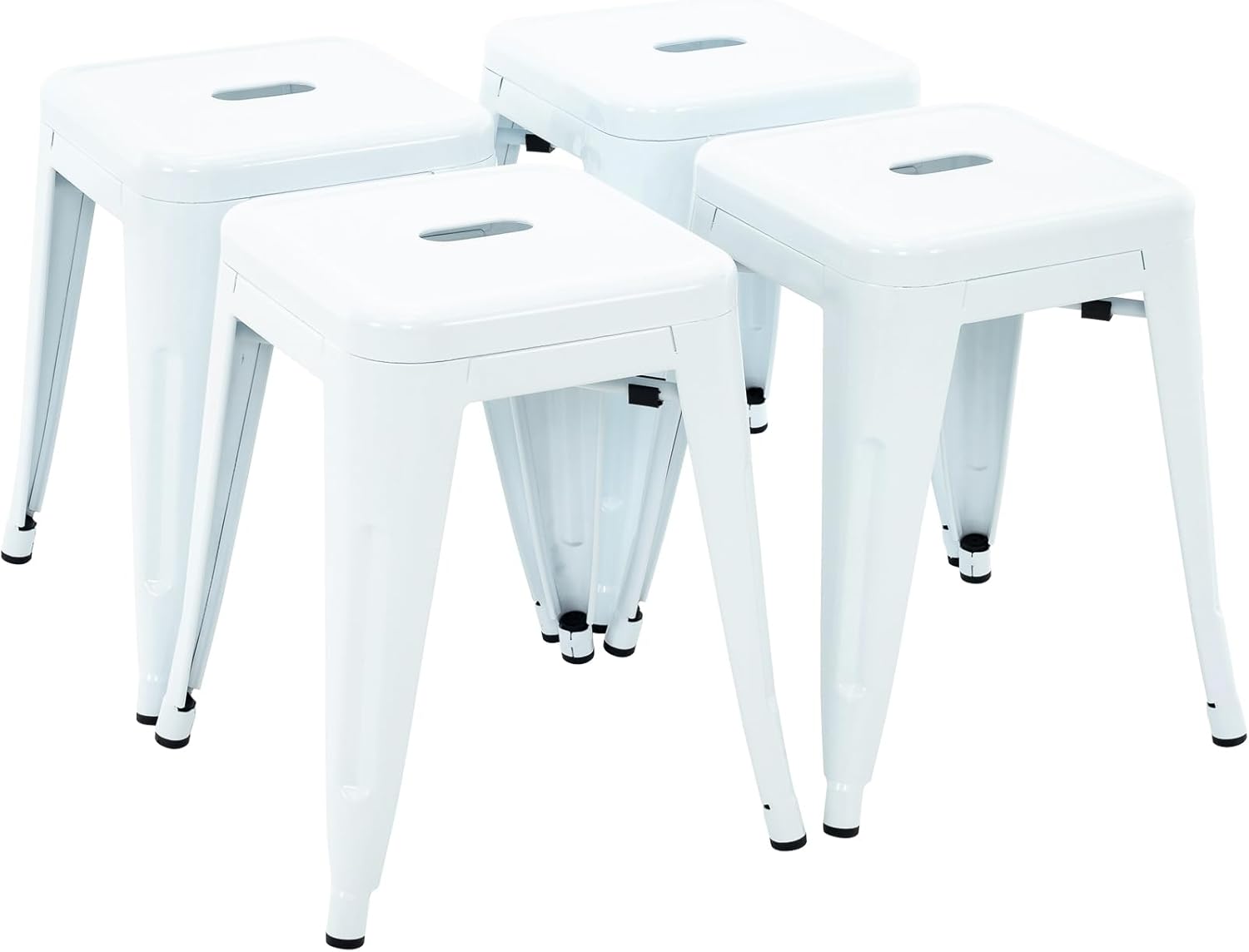 Brage Living Juego de 4 taburetes industriales de metal de 18 pulgadas, taburetes apilables para aula, sillas de comedor de metal sin espalda para
