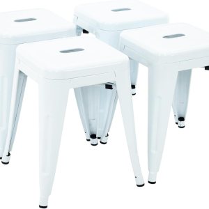 Brage Living Juego de 4 taburetes industriales de metal de 18 pulgadas, taburetes apilables para aula, sillas de comedor de metal sin espalda para Brage Living Juego de 4 taburetes industriales de metal de 18 pulgadas, taburetes apilables para aula, sillas de comedor de metal sin espalda para