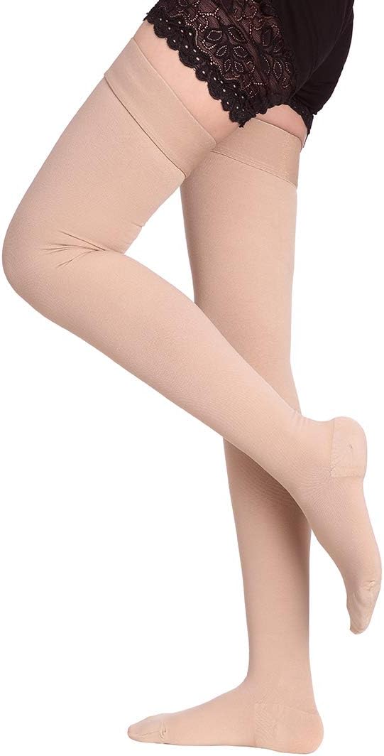Calcetines de compresión hasta el muslo para hombres y mujeres, medias de compresión de 20-30 mmHg.