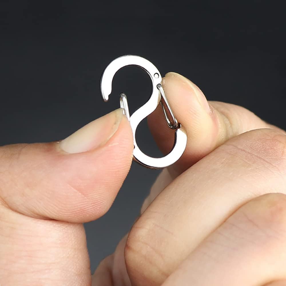 Titanium Carabiner Clips 6PCS Dual Snap Hook Small Keychain Spring Clasps for Camping Fishing Hiking Keychain Accessories