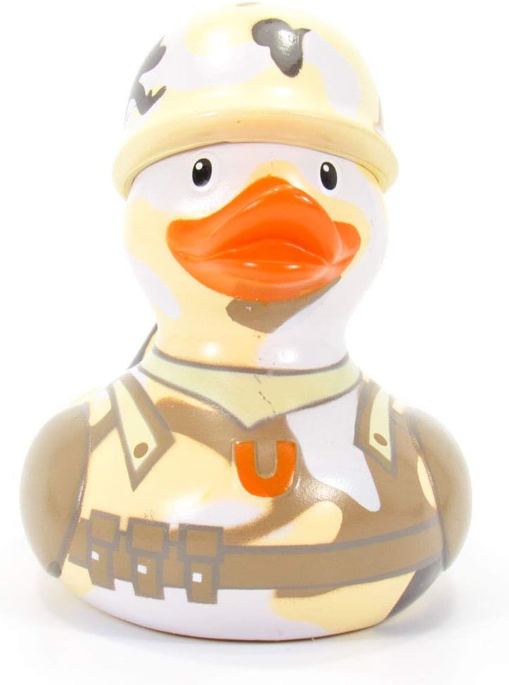 GI (Military) Rubber Duck de Bud Ducks  Elegante embalaje de regalo – “Hut!, Hut!, Hut!”  Seguro para niños  Coleccionable