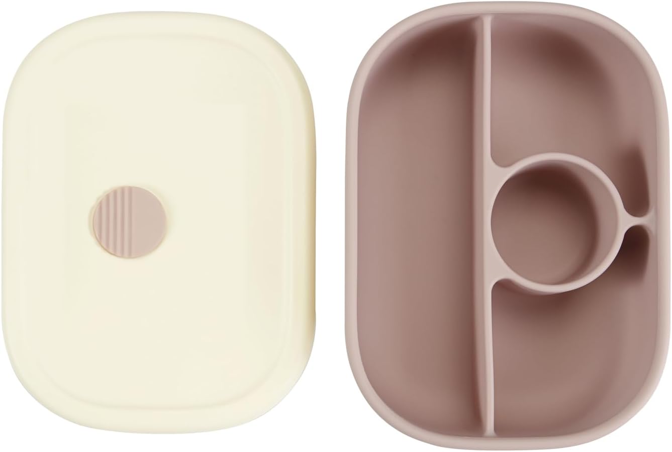 PandaEar Lonchera Bento de silicona para niños pequeños, lonchera de grado alimenticio a prueba de fugas, apta para microondas y lavavajillas (rosa)