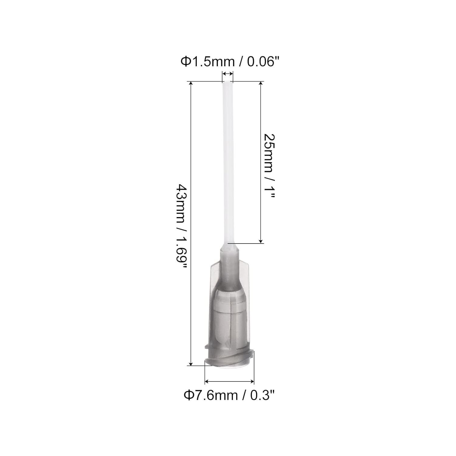 uxcell 20 agujas dispensadoras de plástico de 16 G, tubo de aguja de pegamento PTFE de 1 pulgada, puntas de bloqueo Luer Blunt con aguja flexible de